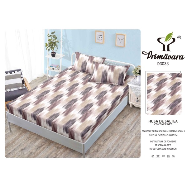Husa de pat din Finet cu Elastic cu 2 fete de perna ,Pat 2 Persoane,160x200CM, HFC11
