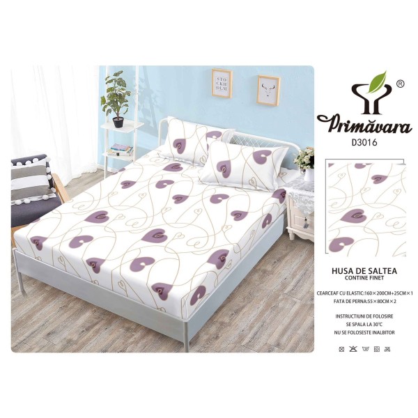 Husa de pat din Finet cu Elastic cu 2 fete de perna ,Pat 2 Persoane,160x200CM, HFC16 Husa de pat din Finet cu Elastic cu 2 fete de perna ,Pat 2 Persoane,160x200CM, HFC16
