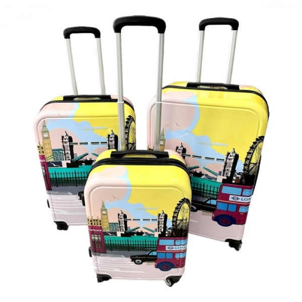 Set 3 valize troler, 4 roți, Londra, 3 dimensiuni TROL20R