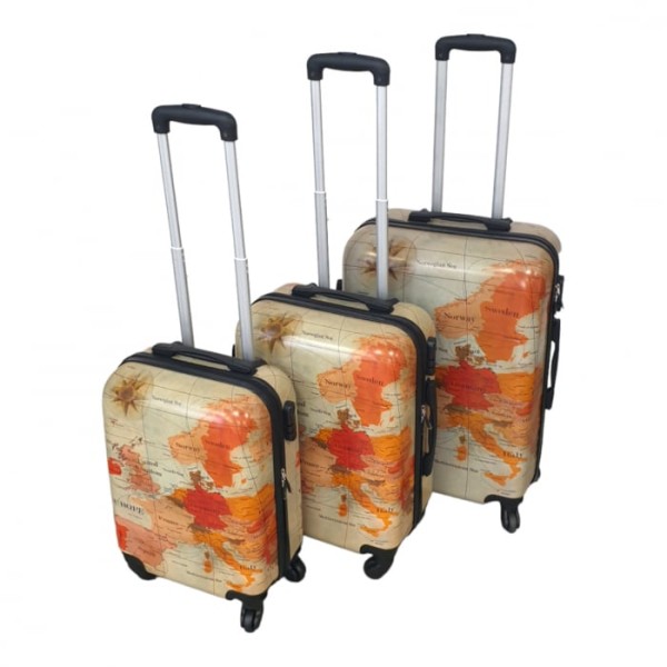 Set 3 valize troler , 4 roți, hartă, 3 dimensiuni,TROL16R Set 3 valize troler , 4 roți, hartă, 3 dimensiuni,TROL16R