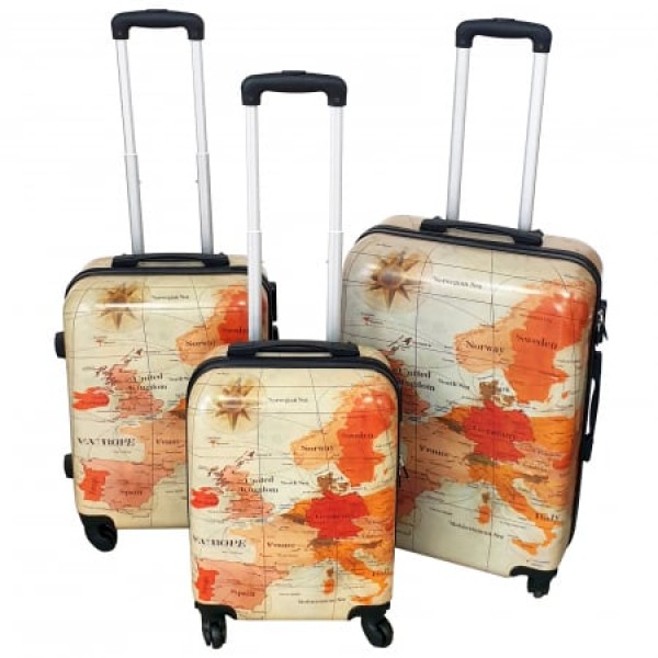 Set 3 valize troler , 4 roți, hartă, 3 dimensiuni,TROL16R Set 3 valize troler , 4 roți, hartă, 3 dimensiuni,TROL16R
