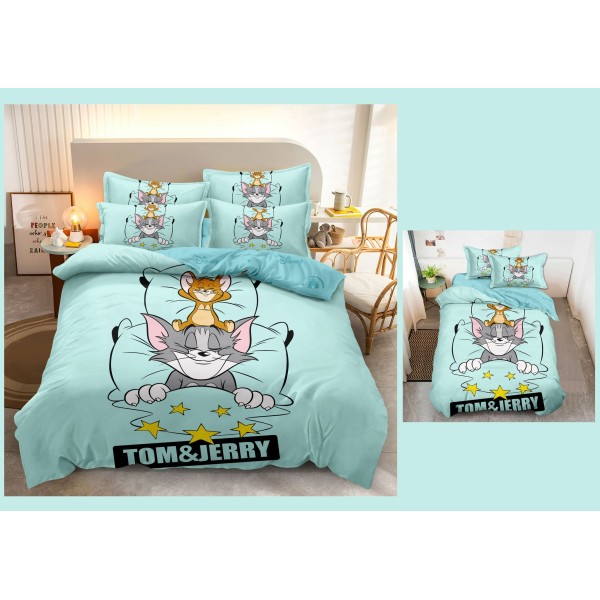 Lenjerie Bumbac tip Finet Premium TOM AND JERRY HAPPY Lenjerie Bumbac tip Finet Premium TOM AND JERRY HAPPY