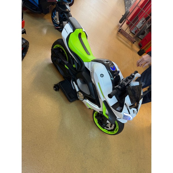 Motocicleta electrica copii, cu 2 locuri, 2 motoare, pornire la cheie, Verde Fluorescent  JM-3188