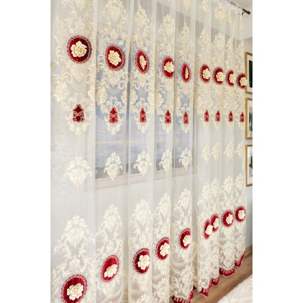 SET Perdea brodata FLORI 3D cu catifea BORDO 300CM X 280 CM PF3D2 SET Perdea brodata FLORI 3D cu catifea BORDO 300CM X 280 CM PF3D2