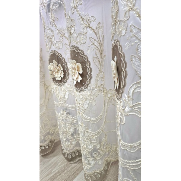 SET Perdea brodata FLORI 3D cu catifea MARO 300CM X 280 CM PF3D4 SET Perdea brodata FLORI 3D cu catifea MARO 300CM X 280 CM PF3D4