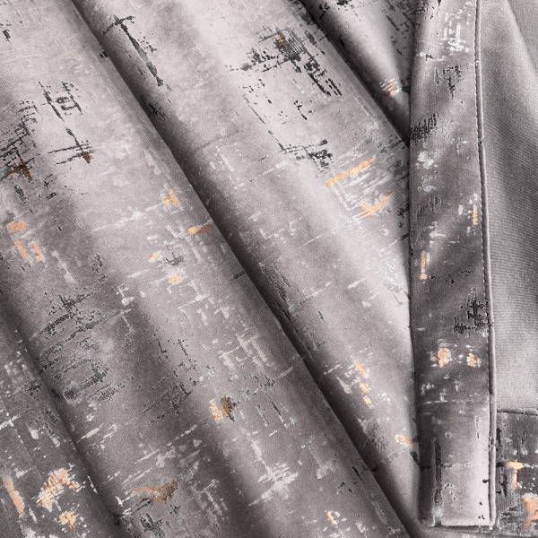Draperie Catifea, UNI, Insertii Aurii, Dimensiuni la Comanda, Rejansa Multifunctionala 300 X 280 GRI INCHIS DC3
