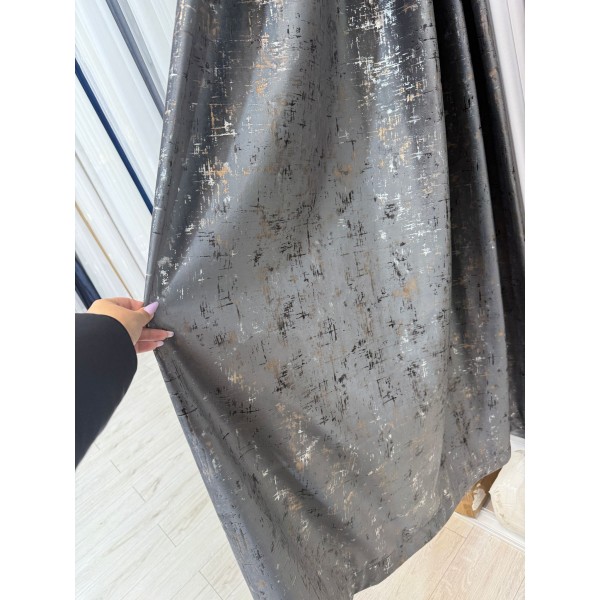 Draperie Catifea, UNI, Insertii Aurii, Dimensiuni la Comanda, Rejansa Multifunctionala 300 X 280 GRI INCHIS DC3