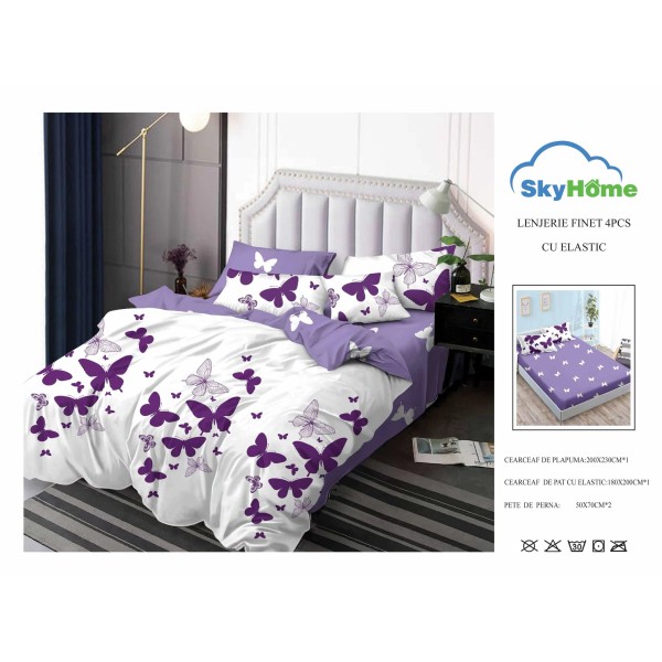Lenjerie De Pat Finet Cu Elastic 4 piese- LF4PSK8
