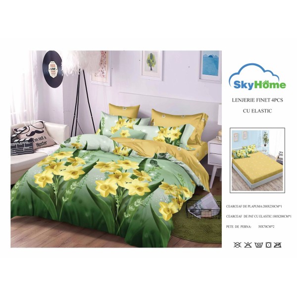 Lenjerie De Pat Finet Cu Elastic 4 piese - LF4PSK9
