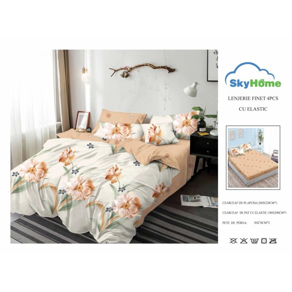 Lenjerie De Pat Finet Cu Elastic 4 piese - LF4PSK19