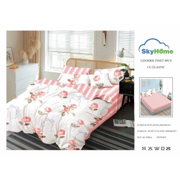Lenjerie De Pat Finet Cu Elastic 4 piese - LF4PSK32