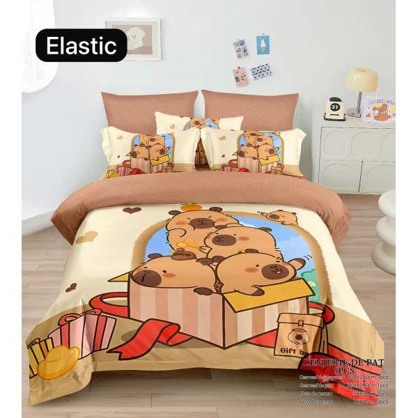 Lenjerie Bumbac tip Finet, 6 piese,Premium CU ELASTIC MODEL CAPYBARA CB5