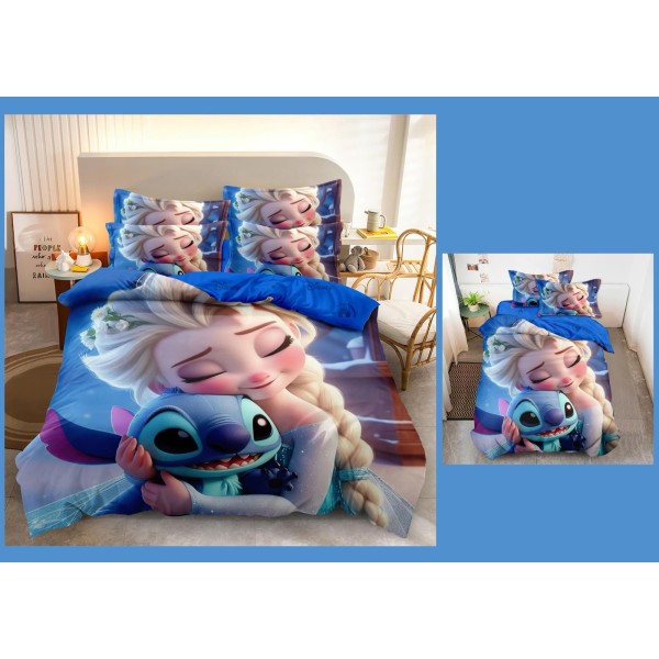 Lenjerie Bumbac tip Finet, 6 piese,PERSONAJE COPII STITCH AND ELSA SC2 Lenjerie Bumbac tip Finet, 6 piese,PERSONAJE COPII STITCH AND ELSA SC2