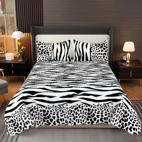 Cuvertura pentru pat dublu 3 piese din Bumbac Satinat 220x240 cm si 2 feţe de pernă, CVT-33