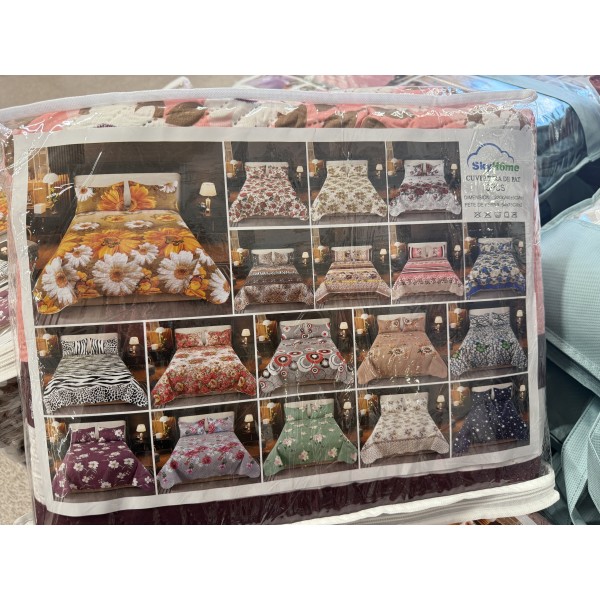 Cuvertura pentru pat dublu 3 piese din Bumbac Satinat 220x240 cm si 2 feţe de pernă, CVT-33