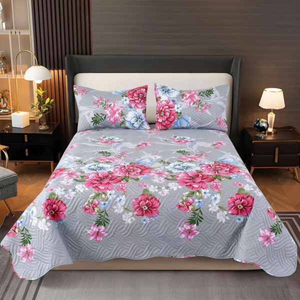 Cuvertura pentru pat dublu 3 piese din Bumbac Satinat 220x240 cm si 2 feţe de pernă, CVT-41