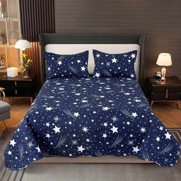 Cuvertura pentru pat dublu 3 piese din Bumbac Satinat 220x240 cm si 2 feţe de pernă, CVT-42