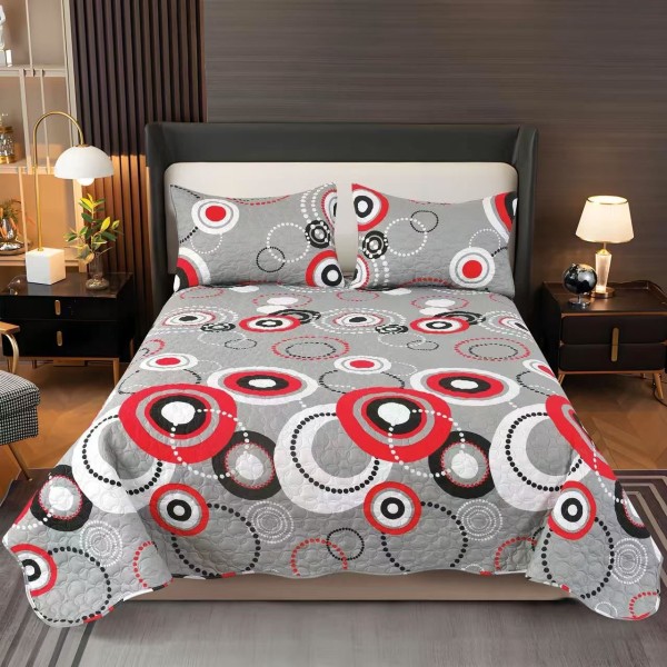 Cuvertura pentru pat dublu 3 piese din Bumbac Satinat 220x240 cm si 2 feţe de pernă, CVT-48