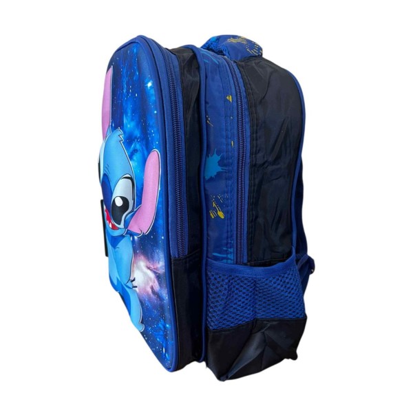 Ghiozdan scoala, gradinita Stitch 3D Relief Ghiozdan baieti si fete albastru Disney 33x27x15 doua compartimente si buzunare GS1