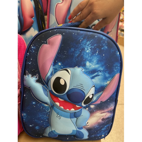 Ghiozdan scoala, gradinita Stitch 3D Relief Ghiozdan baieti si fete albastru Disney 33x27x15 doua compartimente si buzunare GS1