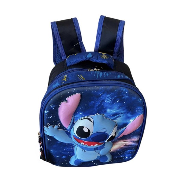 Ghiozdan scoala, gradinita Stitch 3D Relief Ghiozdan baieti si fete albastru Disney 33x27x15 doua compartimente si buzunare GS1