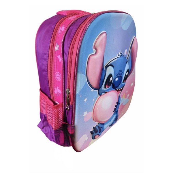 Ghiozdan Stitch Disney 3D in Relief Roz cu Mov Ghiozdan Gradinita, Scoala, Vacanta , 33x27x15 GS2