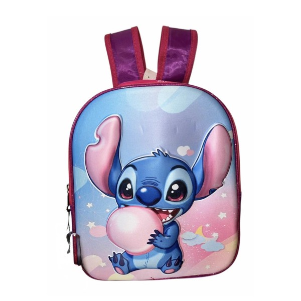 Ghiozdan Stitch Disney 3D in Relief Roz cu Mov Ghiozdan Gradinita, Scoala, Vacanta , 33x27x15 GS2