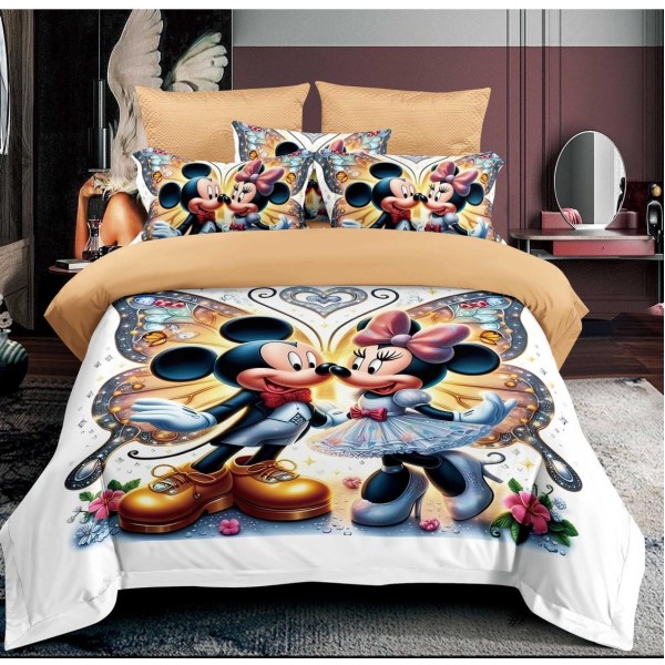 Lenjerie Bumbac tip Finet Premium ,MINNIE AND MICKEY BUTTERFLY  , LS20