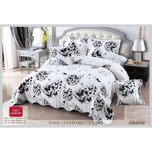 Cuvertură Pat Dublu, 5 Piese, Bumbac 100% , Imprimat –Calitate Premium, cu Imprimeu Durabil, 230x250 cm, CUVE14