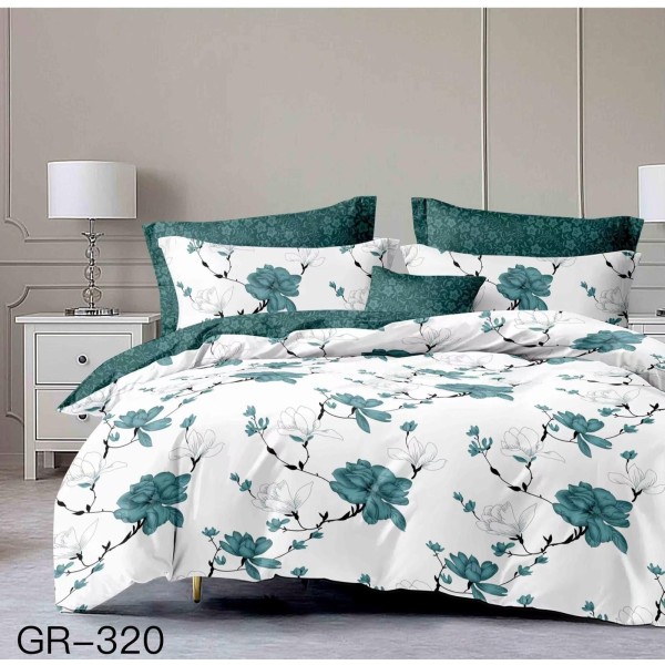 Lenjerie de pat dublu Bumbac FINET, pentru 2 persoane, 6 piese, Cearceaf de pat  230 x 250cm, CF126