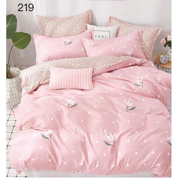 Lenjerie de pat dublu Bumbac FINET, pentru 2 persoane, 6 piese, Cearceaf de pat  230 x 250cm, CF128