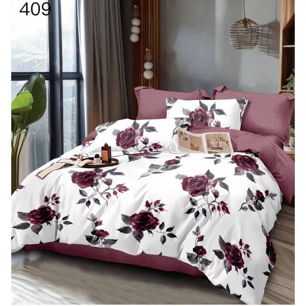 Lenjerie de pat dublu Bumbac FINET, pentru 2 persoane, 6 piese, Cearceaf de pat  230 x 250cm, CF129