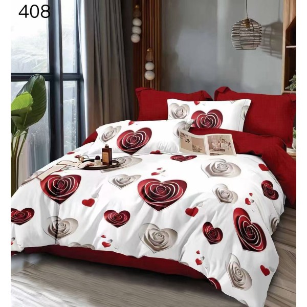 Lenjerie de pat dublu Bumbac FINET, pentru 2 persoane, 6 piese, Cearceaf de pat  230 x 250cm, CF131