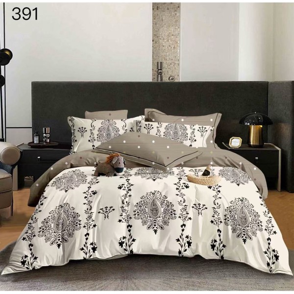 Lenjerie de pat dublu Bumbac FINET, pentru 2 persoane, 6 piese, Cearceaf de pat  230 x 250cm, CF132