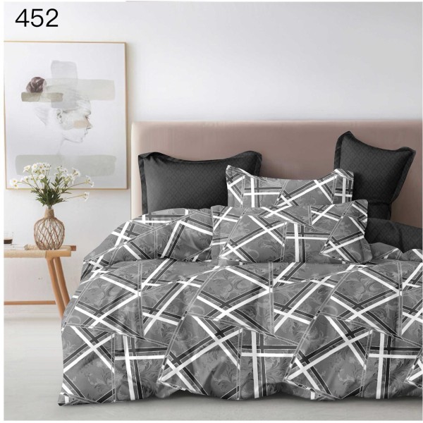 Lenjerie de pat dublu Bumbac FINET, pentru 2 persoane, 6 piese, Cearceaf de pat  230 x 250cm, CF139
