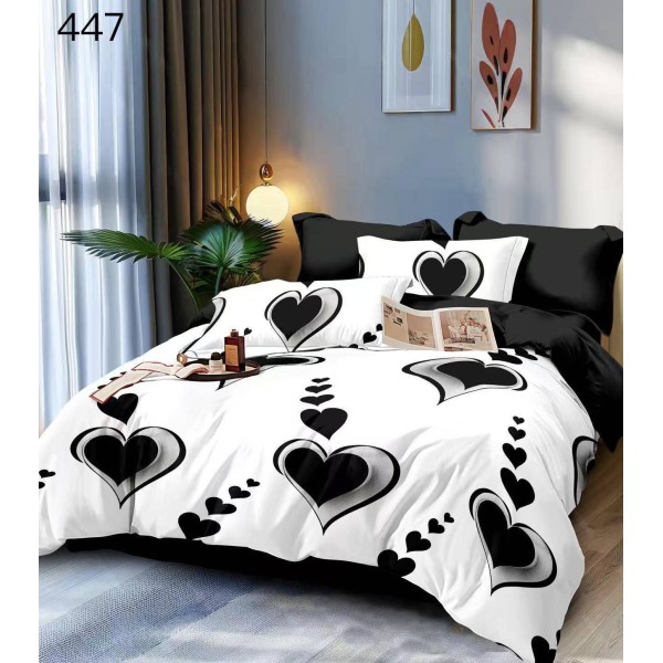 Lenjerie de pat dublu Bumbac FINET, pentru 2 persoane, 6 piese, Cearceaf de pat  230 x 250cm, CF141