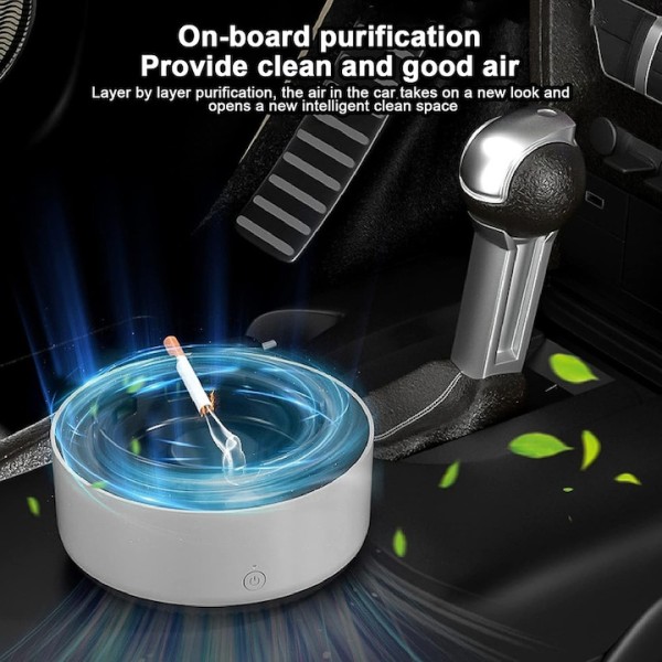 Scrumiera cu Purificator de Aer, AeroAsh CleanTray - Purificator de Aer Integrat, Aer Curat, Filtrare Eficienta, Design Modern si Compact, Capac Detasabil, Curatare Usoara, Silentioasa, Utilizare Versatila, Gri Inchis