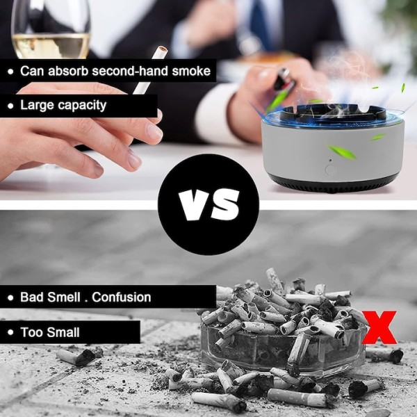 Scrumiera cu Purificator de Aer, AeroAsh CleanTray - Purificator de Aer Integrat, Aer Curat, Filtrare Eficienta, Design Modern si Compact, Capac Detasabil, Curatare Usoara, Silentioasa, Utilizare Versatila, Gri Inchis