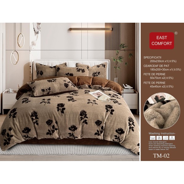 LENJERIE PUFOASA COCOLINO  6 PIESE CU ELASTIC PENTRU PAT DUBLU LCC1