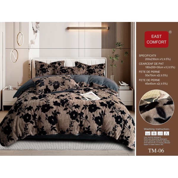 LENJERIE PUFOASA COCOLINO  6 PIESE CU ELASTIC PENTRU PAT DUBLU LCC2