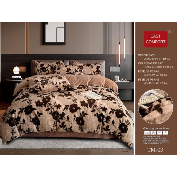 LENJERIE PUFOASA COCOLINO  6 PIESE CU ELASTIC PENTRU PAT DUBLU LCC3