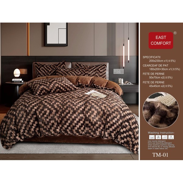 LENJERIE PUFOASA COCOLINO  6 PIESE CU ELASTIC PENTRU PAT DUBLU LCC6