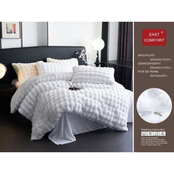 Lenjerie Cocolino pat dublu , 4 piese, BLANA ARTIFICIALA DE IEPURE ICF4