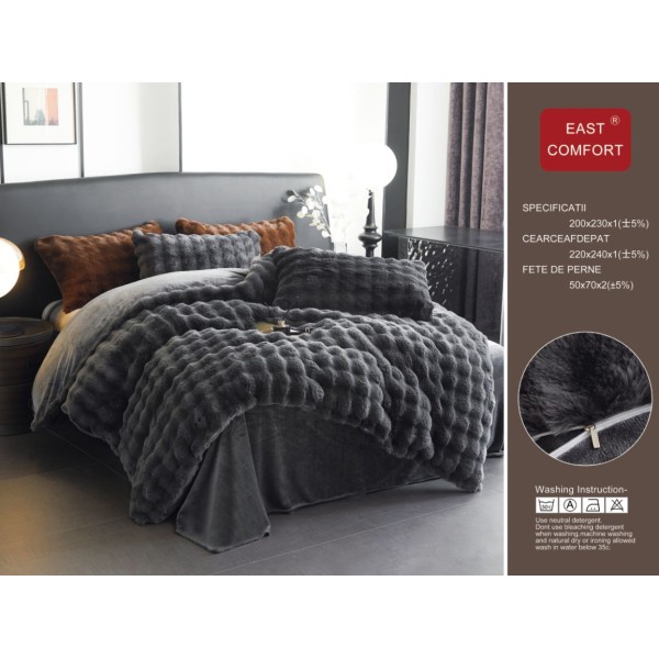 Lenjerie Cocolino pat dublu , 4 piese, BLANA ARTIFICIALA DE IEPURE ICF5