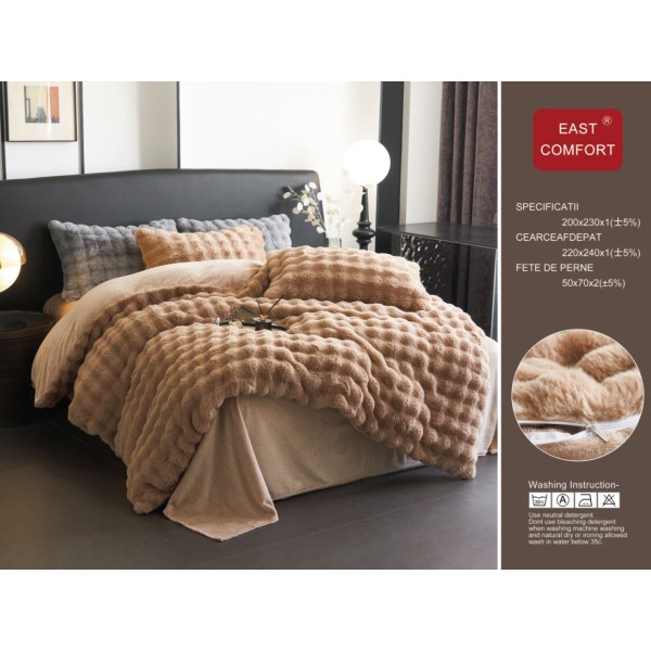 Lenjerie Cocolino pat dublu , 4 piese, BLANA ARTIFICIALA DE IEPURE ICF6