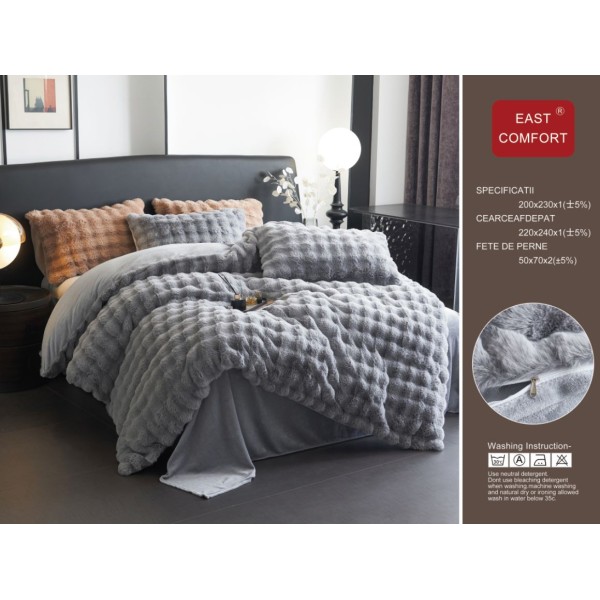 Lenjerie Cocolino pat dublu , 4 piese, BLANA ARTIFICIALA DE IEPURE ICF7