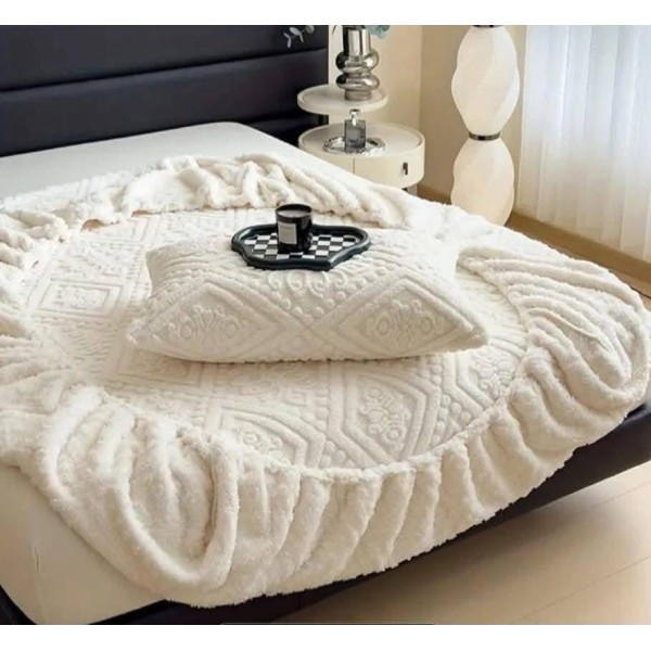 Husa de pat Cocolino si 2 fete de perna, Tricot,  Uni, 3 piese, 2 persoane, 180x200cm, HP-29