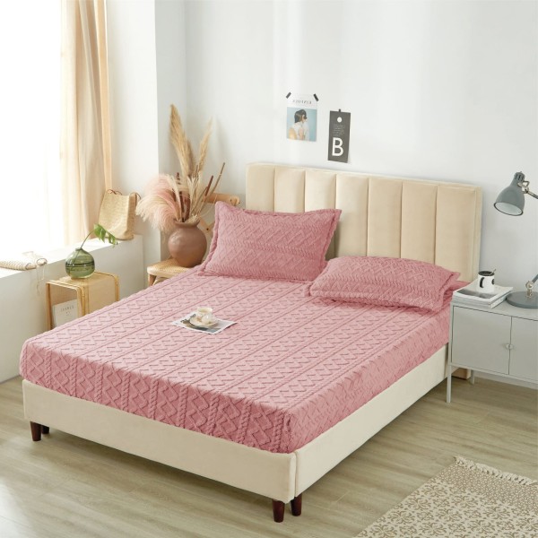 Husa de pat Cocolino si 2 fete de perna, Tricot, Uni, 3 piese, 2 persoane, 180x200cm, HP-18