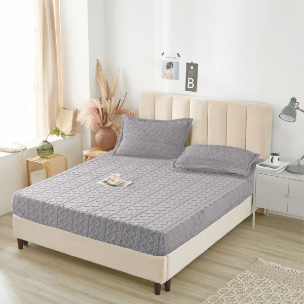 Husa de pat Cocolino si 2 fete de perna, Tricot,  Uni, 3 piese, 2 persoane, 180x200cm, HP-20