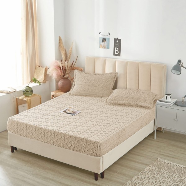 Husa de pat Cocolino si 2 fete de perna, Tricot,  Uni, 3 piese, 2 persoane, 180x200cm, HP-24